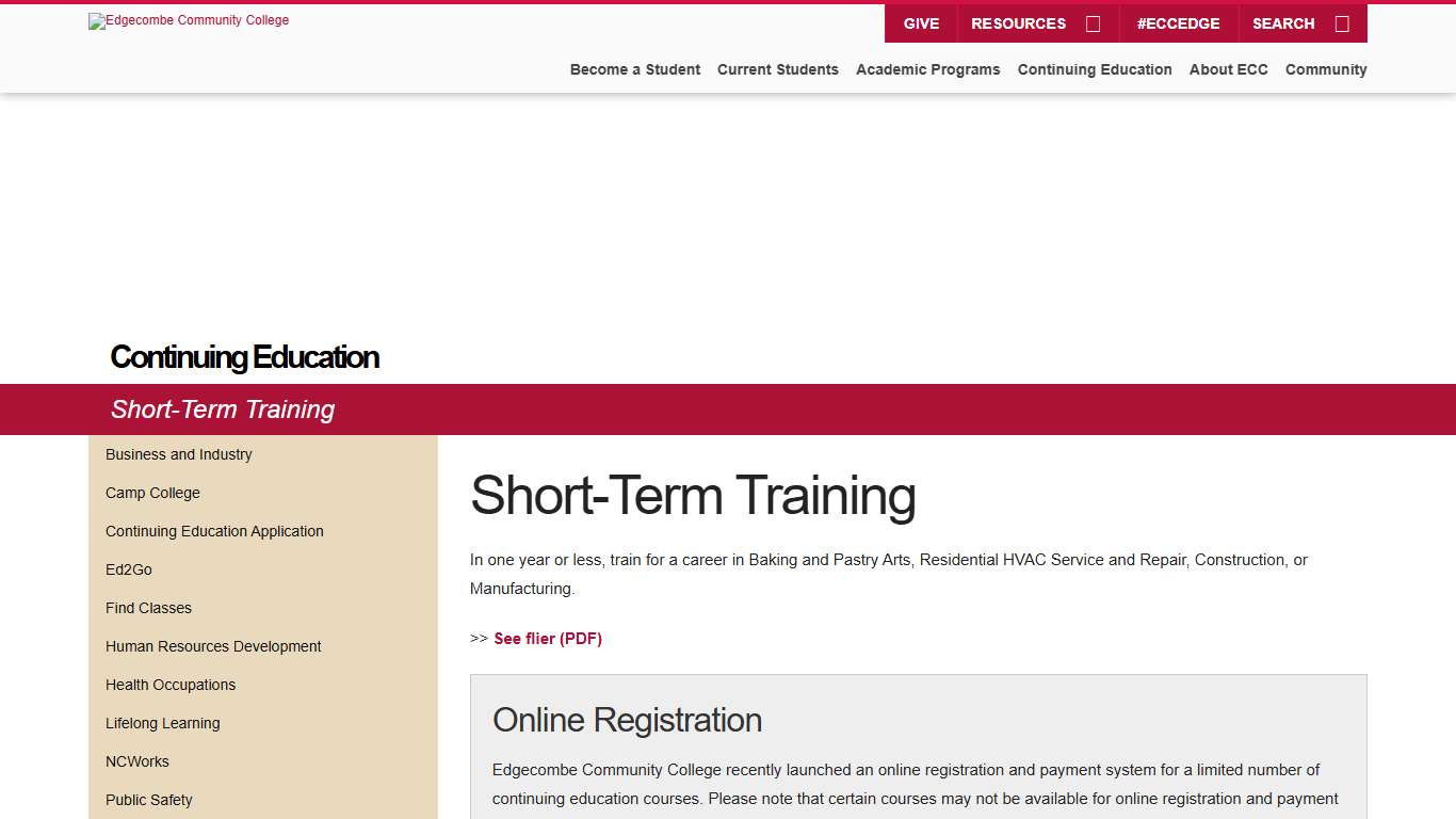 Short-Term Training - Edgecombe Community College