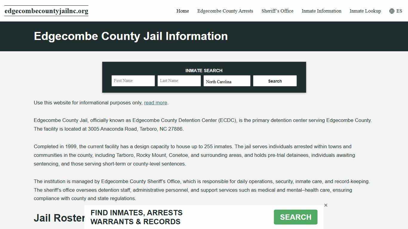 Edgecombe County, NC Jail Roster, Inmate Info